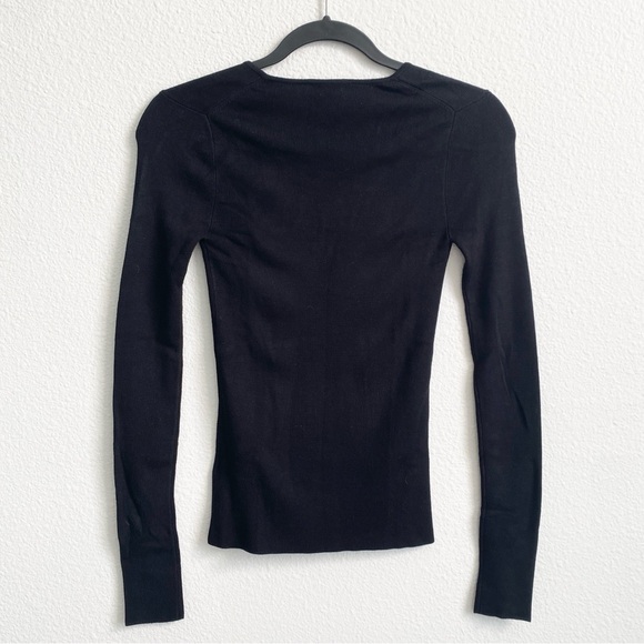 Express Women’s Black Bar Front Fitted Ribbed Knit Sweater - Picture 2 of 9